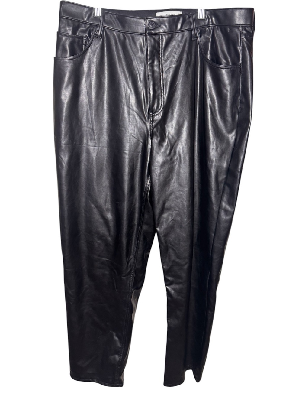 Abercrombie & Fitch Curve Love Ultra High-Rise Ankle Straight Leather Jeans 33 - Picture 2 of 6